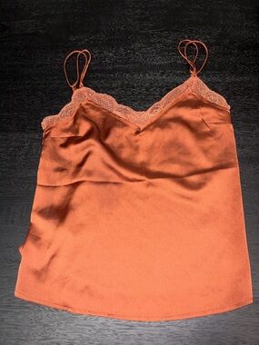 Abercrombie & Fitch Rust Lace-Trim Satin Cami